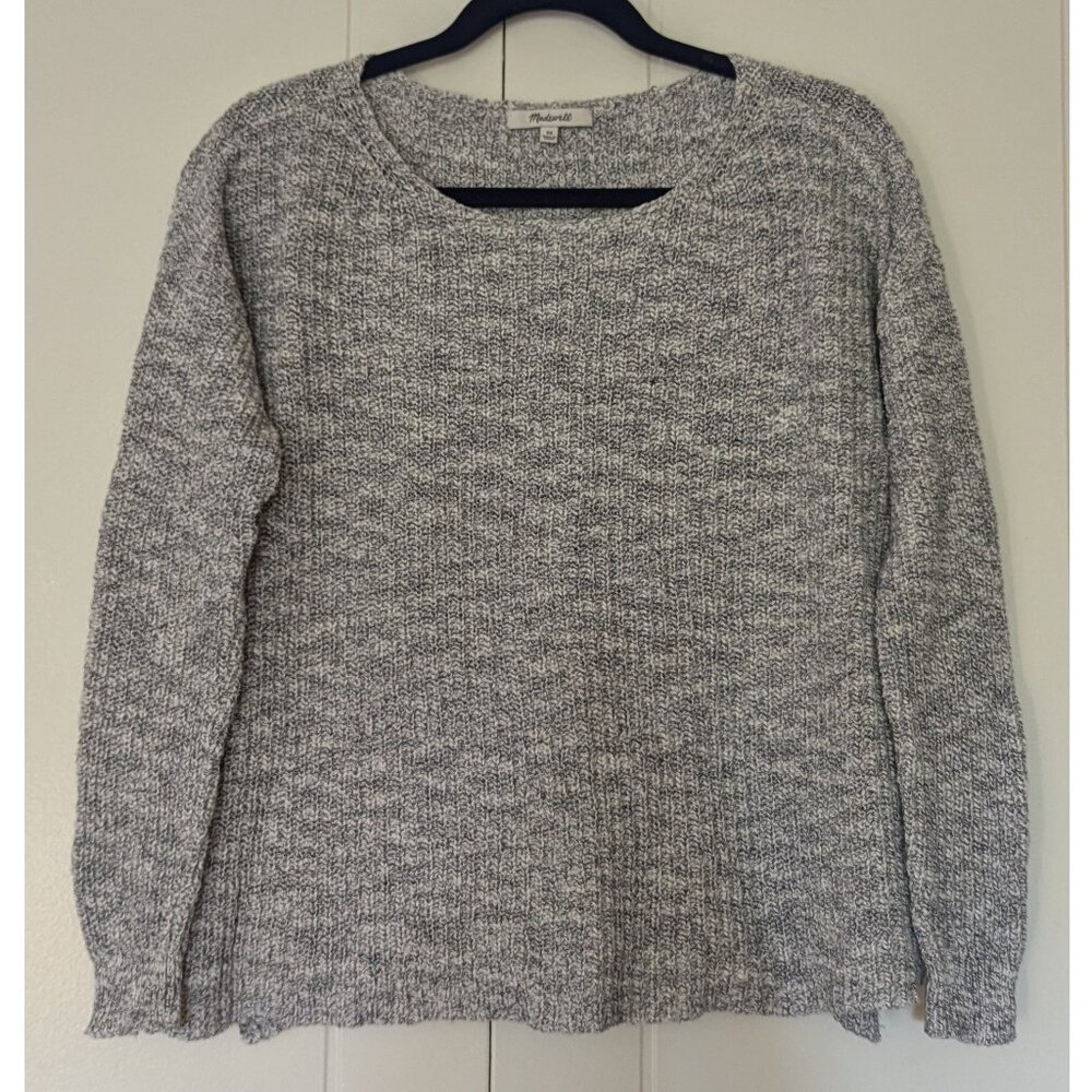 🩶 Madewell 100% Cotton Marled Grey Crewneck Pullover Sweater | XS